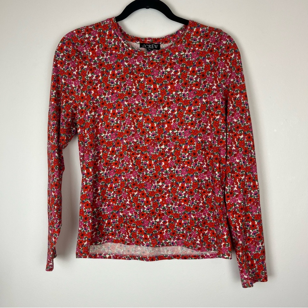 J.CREW Floral High Neck Puff Long Sleeve Top size Small - Picture 3 of 7